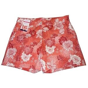 Isaac Mizrahi New York NWT Scattered Peony Tailored Trouser Stretch Shorts Sz 16